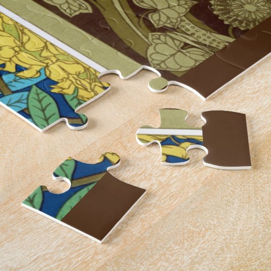 Puzzle Oiseaux et glycine Verneuil bleu brun jaune (Côté)