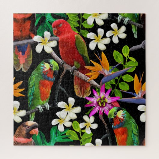 Puzzle Oiseaux exotiques Belles Fleurs Motif (Vertical)