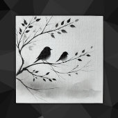 Puzzle Oiseaux noirs et blancs simples perchés dans les a