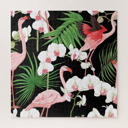 Puzzle Oiseaux Plante tropicaux Illustration colorée (Vertical)