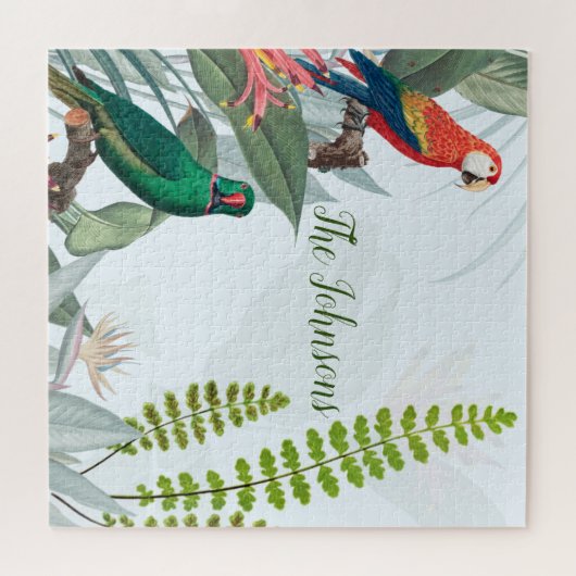 Puzzle Oiseaux tropicaux Perroquets et feuillage (Horizontal)