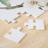Puzzle Oiseaux verts fleurs blanches arbre (Côté)