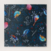 Puzzle Oiseaux vibrants : Gouache Dark Elegance (Horizontal)