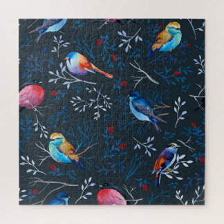 Puzzle Oiseaux vibrants : Gouache Dark Elegance