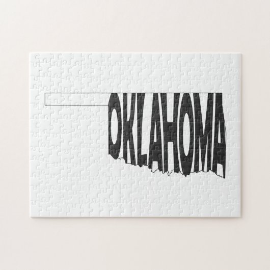 Puzzle Oklahoma Nom de l'État Mot Art Noir (Horizontal)