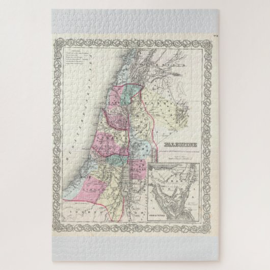 Puzzle Old 1855 Historic State of Palestine Jerusalem (Vertical)