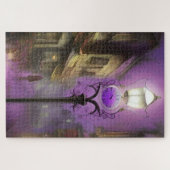 Puzzle Old London Street avec lampe à horloge en violet (Horizontal)