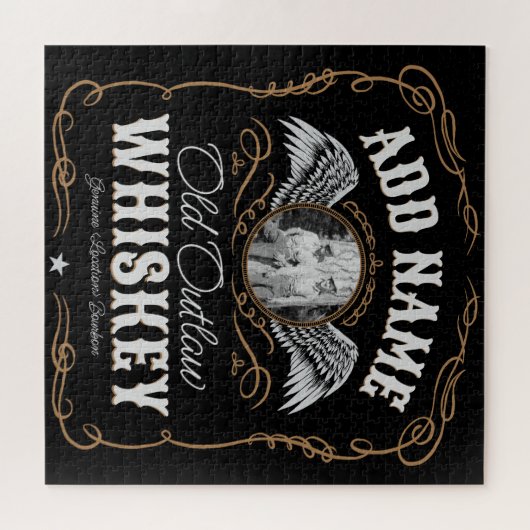 Puzzle Old Moonshine Whiskey Étiquette AJOUTER PHOTO Nom  (Horizontal)