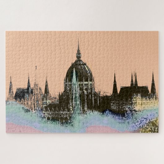 Puzzle Old World City Skyline with Spires Modern Art (Horizontal)