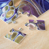 Puzzle Olive Sage violet bleu or bulles feuilles abstrait (Côté)