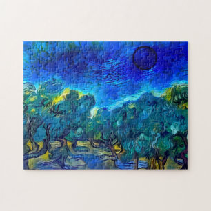 Puzzle Olive Trees Starry Night Style