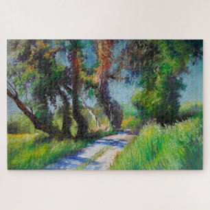 Puzzle Oliviers au bord de la mer – Pastel méditerranéen