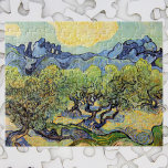 Puzzle Oliviers aux Alpilles par Vincent van Gogh<br><div class="desc">Olive Trees avec les Alpilles en Arrière - plan par Vincent van Gogh est une peinture vintage de paysage de posts impressionnismes d'art. Un verger sur une ferme remplie d'oliviers avec vue sur une chaîne de montagnes au loin. C'est l'un des plus d'une douzaine de paysages d'oliviers que van Gogh...</div>