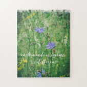 Puzzle Ombre d'été verte avec fleurs bleues (Vertical)