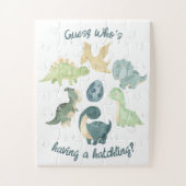 Puzzle On s'attend à la grossesse Faire-part Dino Egg (Vertical)