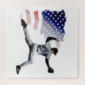 Puzzle On the Mound - Baseball Pitcher et drapeau américa (Horizontal)