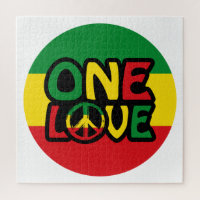 One Love, Reggae design avec des couleurs reggae