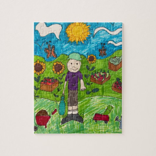 Puzzle: Oogst op Boerderij met jonge boeren Legpuzzel (Verticaal)