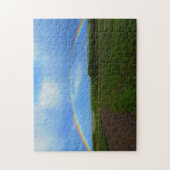 Puzzle Open Road Through Green Field Alberta Rainbow (Vertical)