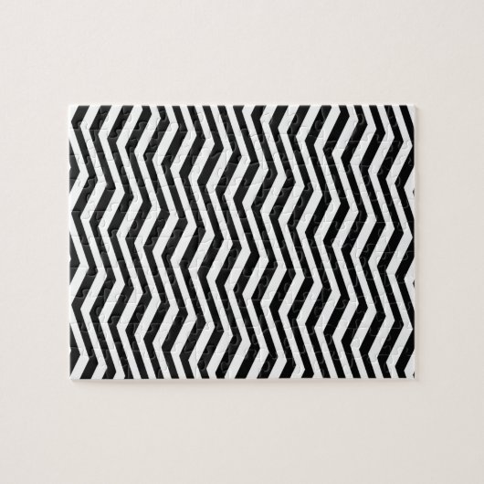 Puzzle Optical Illusion Black White Chevron Patterns Cool (Horizontal)