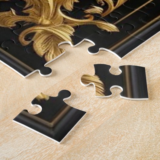 Puzzle Or de rennes d'or et cadre ornemental noir (Côté)