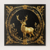 Puzzle Or de rennes d'or et cadre ornemental noir (Vertical)