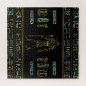 Puzzle Or égyptien d'Anubis et verre souillé de bleu (Horizontal)
