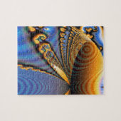 Puzzle Or et bleu de fractale de brillant de papillon (Horizontal)