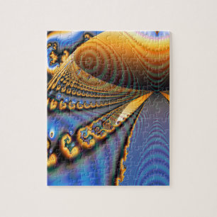 Puzzle Or et bleu de fractale de brillant de papillon