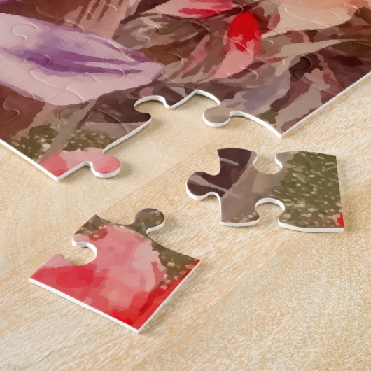 Puzzle Or Rose Floral Fleur Raspberry Rose Aquarelle (Côté)