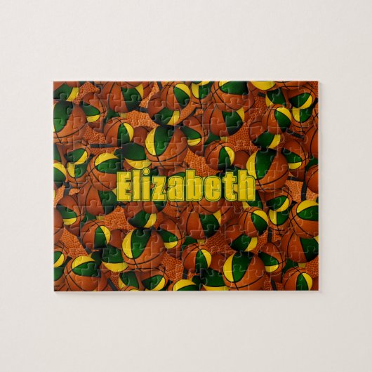 Puzzle or vert basketball filles garçons équipe couleurs (Horizontal)