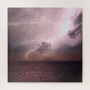 Puzzle Orage océanique avec éclairs