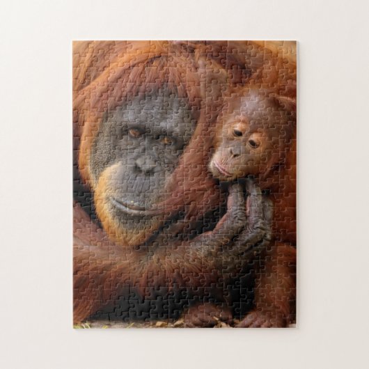 Puzzle Orang-outan de mère et de bébé (Vertical)