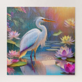 Puzzle Orange Billed White Heron Imaginaire Bird (Vertical)