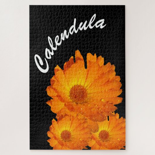 Puzzle - Orange Calendula Fleurs d'eau gouttes (Vertical)