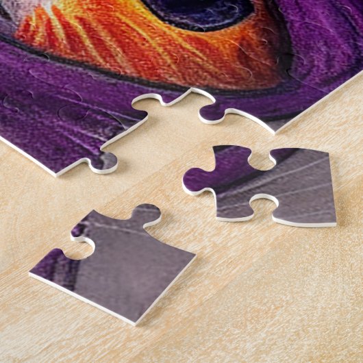 Puzzle Orange Cat with Purple Witch Hat Drawing  (Côté)