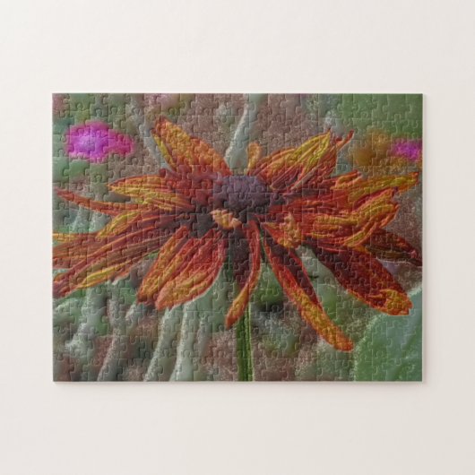 Puzzle Orange Daisy Pencil Art (Horizontal)