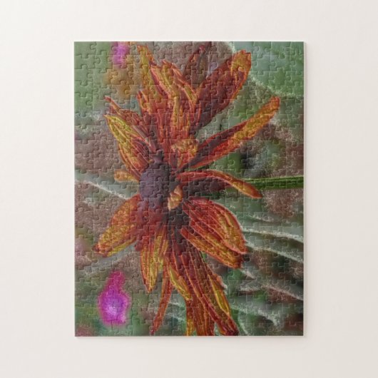 Puzzle Orange Daisy Pencil Art (Vertical)
