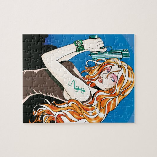 Puzzle Orange de fille d'arme à feu (Horizontal)