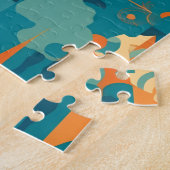 Puzzle Orange et Abstrait Géométrique Sarcelle (Côté)