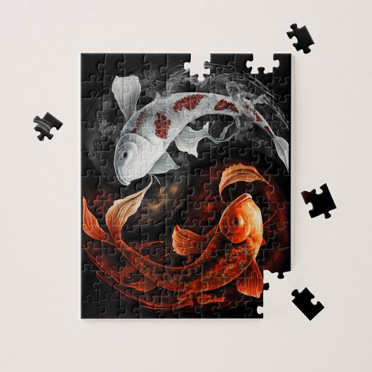 Puzzle Orange Et Blanc Lucky Koi Poisson Japon Art