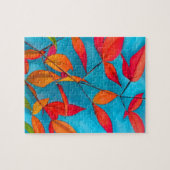 Puzzle Orange feuille Automne art original aquarelle (Horizontal)
