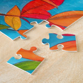 Puzzle Orange feuille Automne art original aquarelle (Côté)