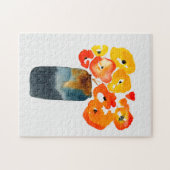 Puzzle Orange fleurs de pavot aquarelle (Horizontal)