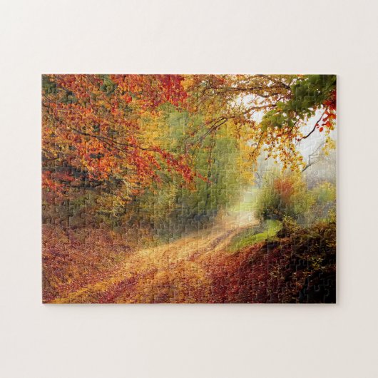 Puzzle Orange Green Fall quitte Country Dirt Road Photo (Horizontal)