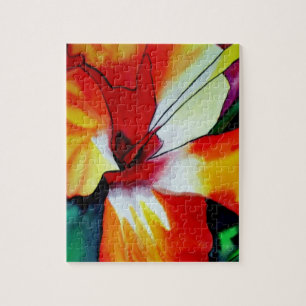 Puzzle Orange Hibiscus fleurs tropicales aquarelle art