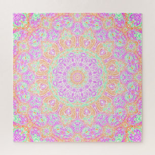 Puzzle Orange rose et Mandala vert