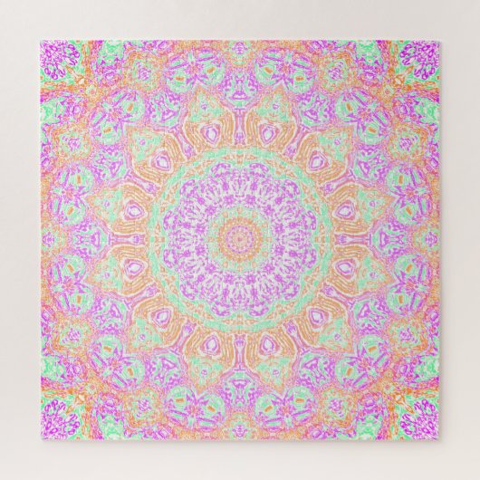 Puzzle Orange rose et Mandala vert (Vertical)