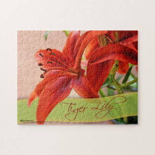 Puzzle Orange Tiger Lily Fleurs Gros plan et typographie