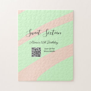 Puzzle Orange vert pastel QR Sweet sixteen anniversaire